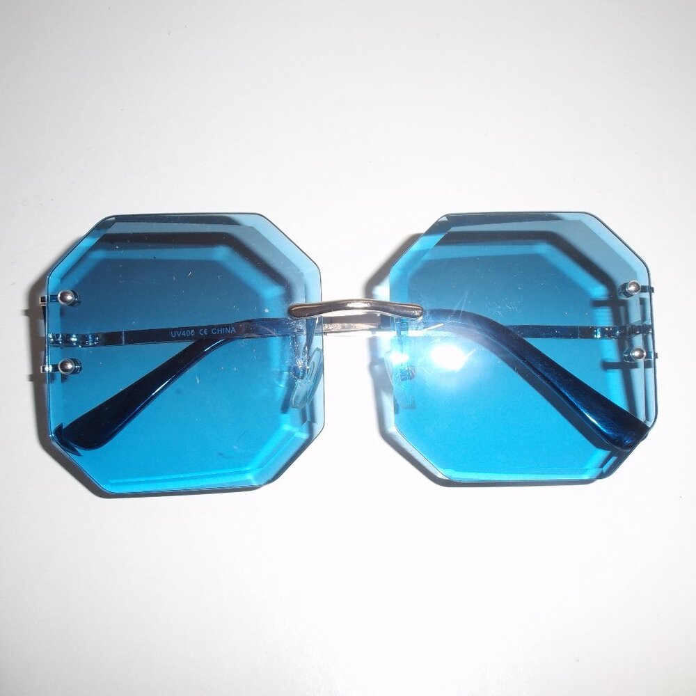 Blue Fashion Glasses with goldtone trim